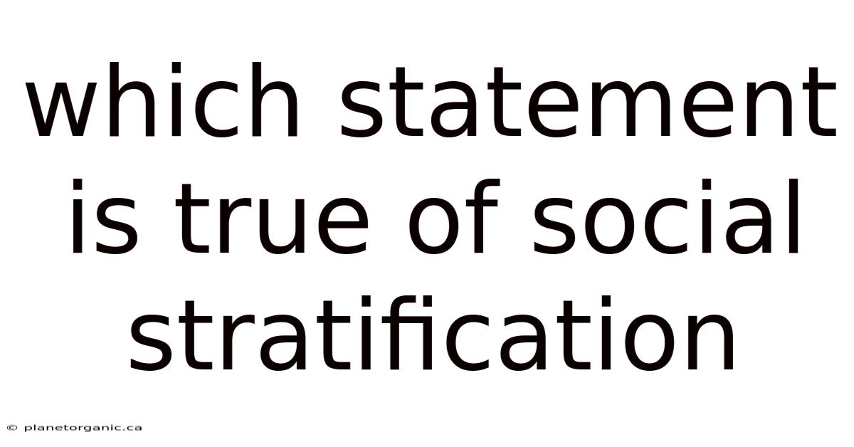 Which Statement Is True Of Social Stratification