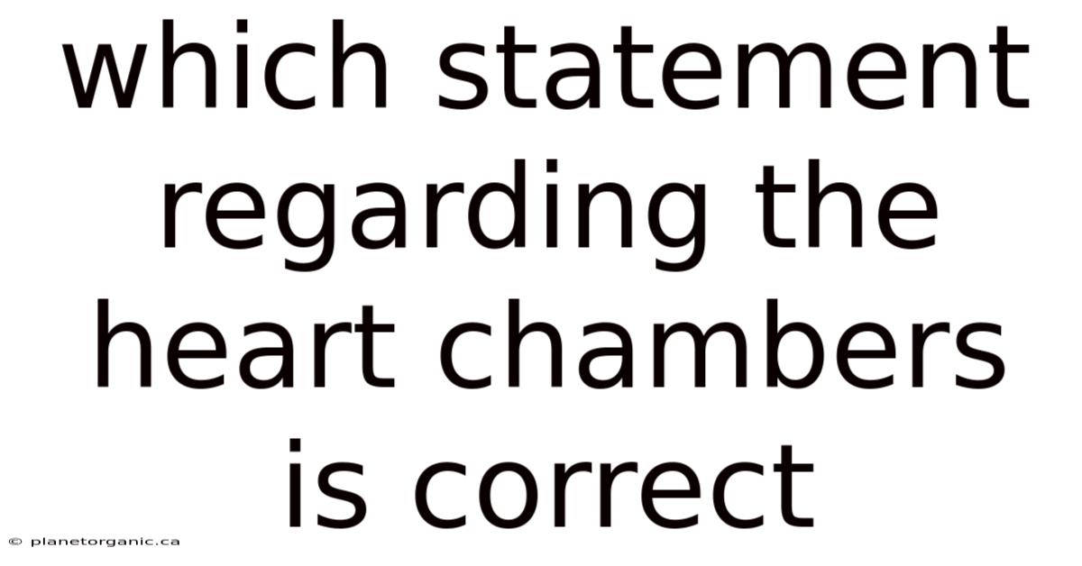 Which Statement Regarding The Heart Chambers Is Correct