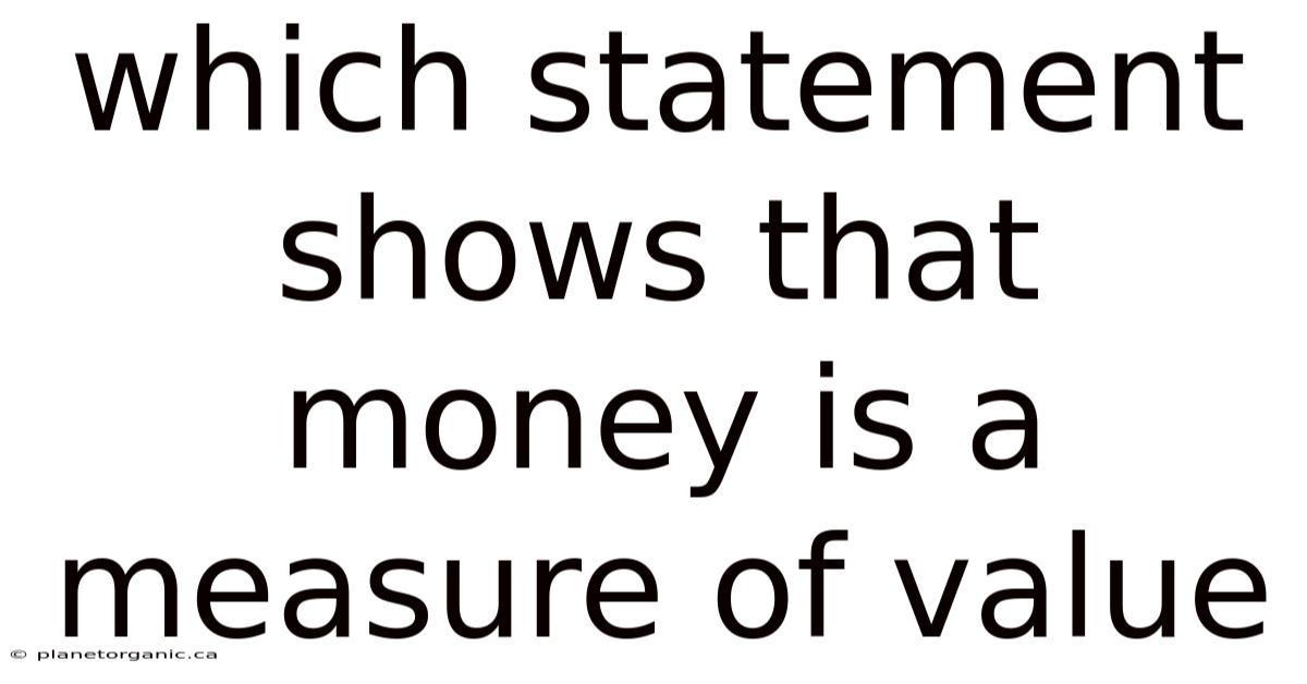 Which Statement Shows That Money Is A Measure Of Value