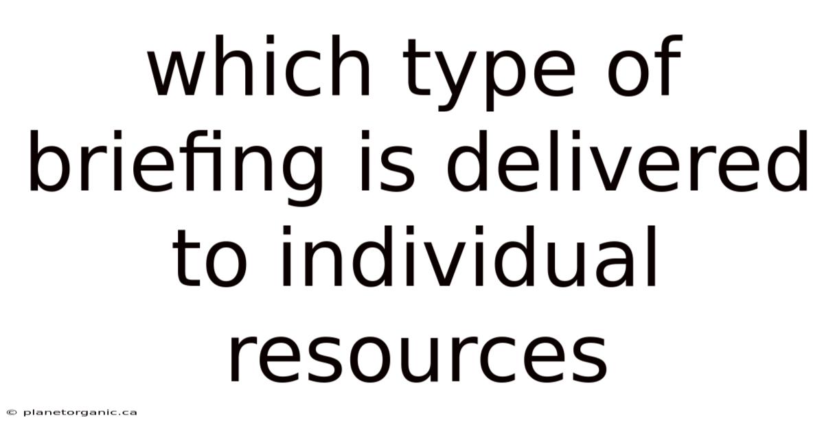 Which Type Of Briefing Is Delivered To Individual Resources