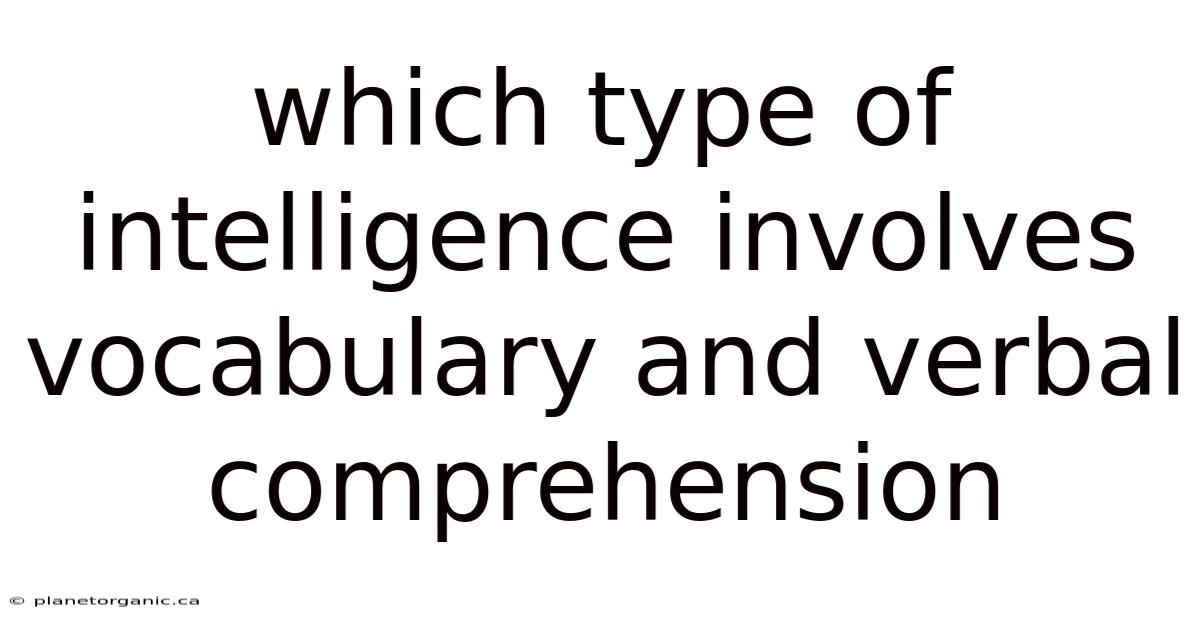 Which Type Of Intelligence Involves Vocabulary And Verbal Comprehension