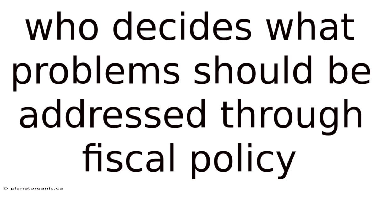 Who Decides What Problems Should Be Addressed Through Fiscal Policy