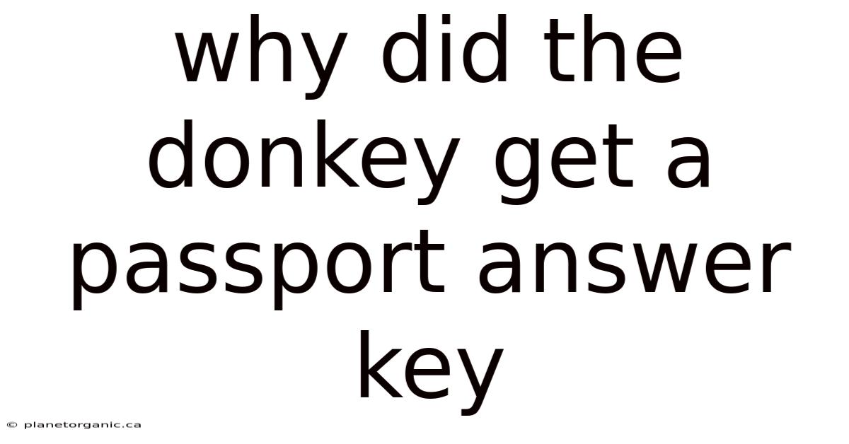 Why Did The Donkey Get A Passport Answer Key