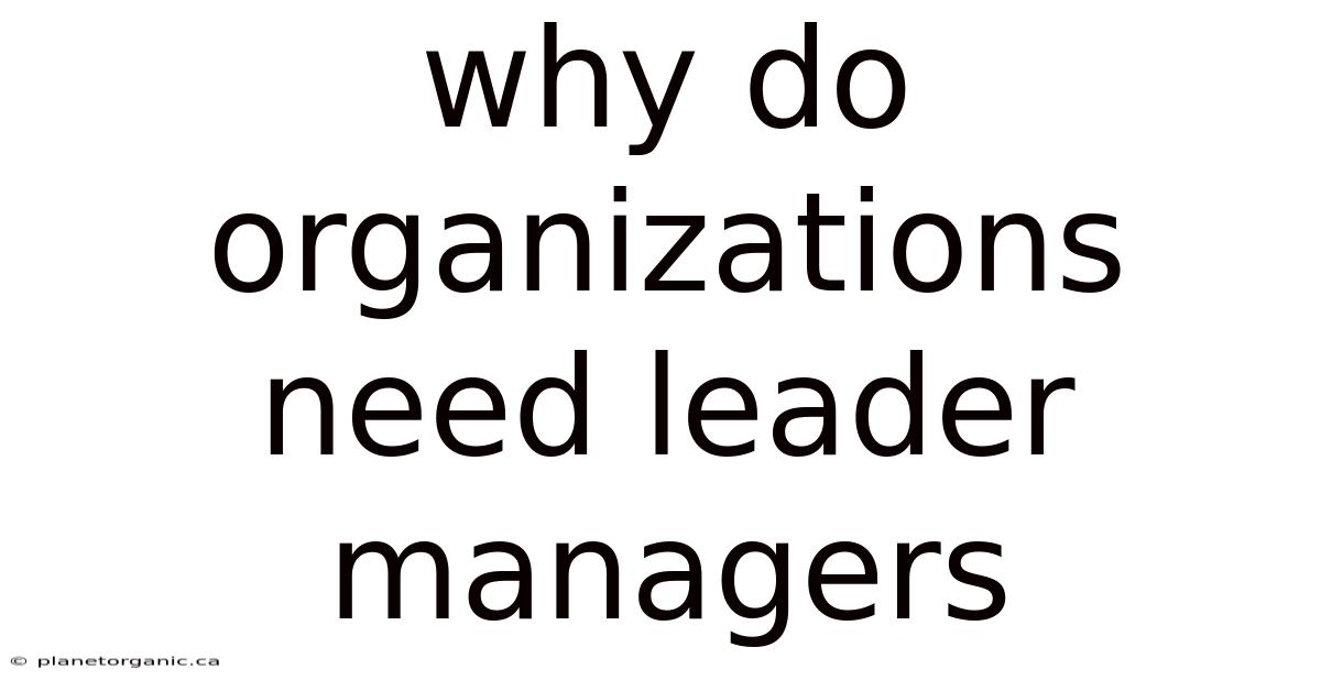 Why Do Organizations Need Leader Managers