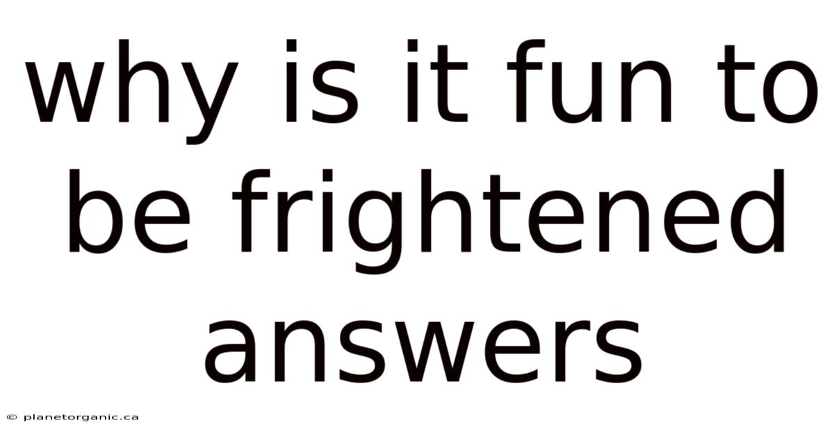 Why Is It Fun To Be Frightened Answers