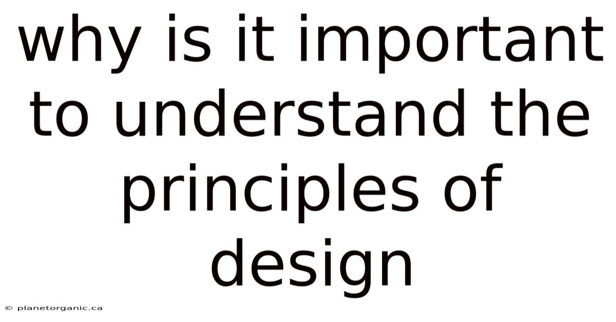 Why Is It Important To Understand The Principles Of Design
