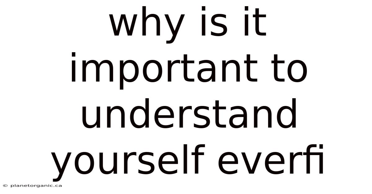 Why Is It Important To Understand Yourself Everfi