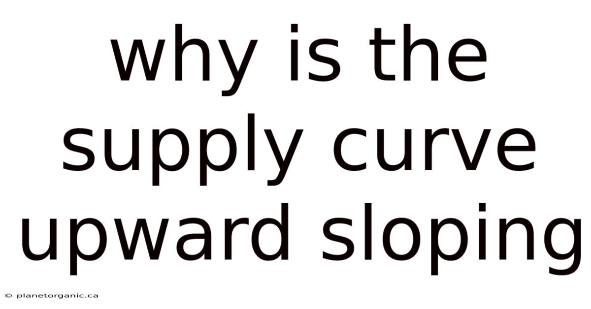 Why Is The Supply Curve Upward Sloping