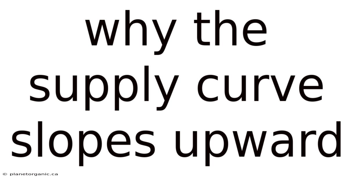 Why The Supply Curve Slopes Upward