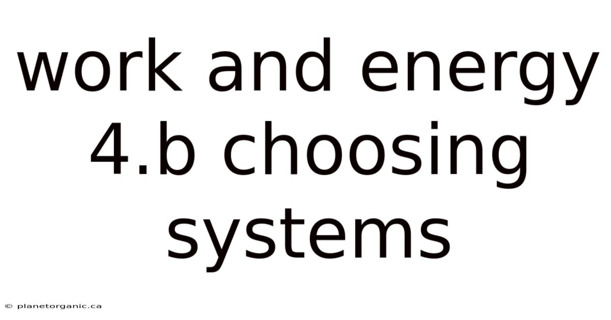 Work And Energy 4.b Choosing Systems