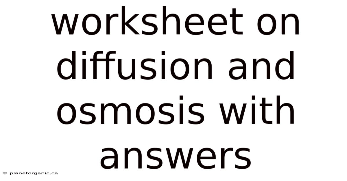 Worksheet On Diffusion And Osmosis With Answers