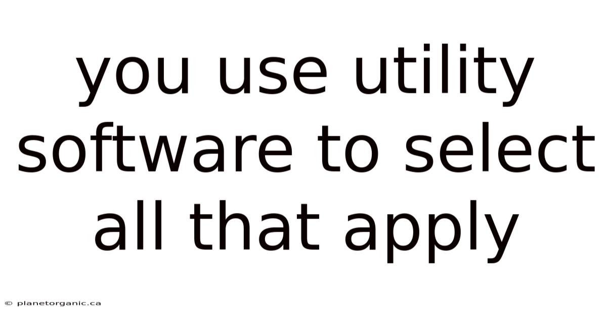 You Use Utility Software To Select All That Apply
